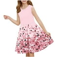 thumbnail image 2 of Tranfacy Robes d'Été pour Ados Enfants Sans Manches à Imprimé de Paillettes Col Rond Taille Cintrée Robe d'Été pour Enfants de Taille Moyenne, 2 of 7