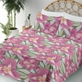 thumbnail image 3 of Ambesonne Iris Flowers Fitted & Flat Sheet with Sham 3 Pcs Set, Dreamy Tropical Scene, Twin, Pastel Pink Pale Green, 3 of 5