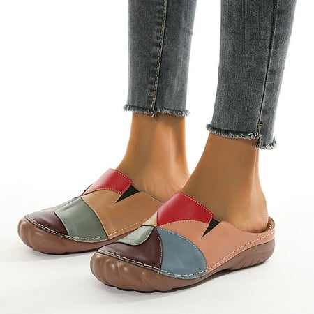

Fjofpr Slippers for Women Women s Fashion Casual Flat Mixed Colors Comfortable Slip On Single Shoes Hot