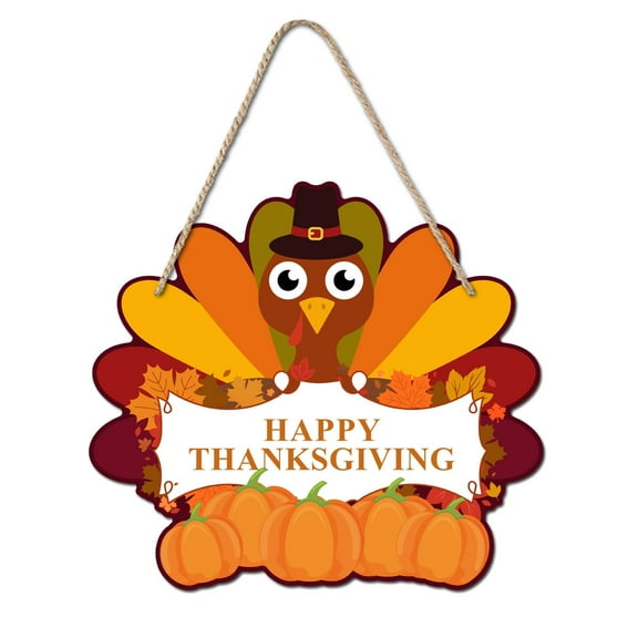WILLED Thanksgiving Turkey Door Hanger Give Thanks Wooden Door Decor Rustic Thanksgiving Decorations Turkey Plaque Hanging Turkey Door Sign for Fall Autumn Harvest Farmhouse Home