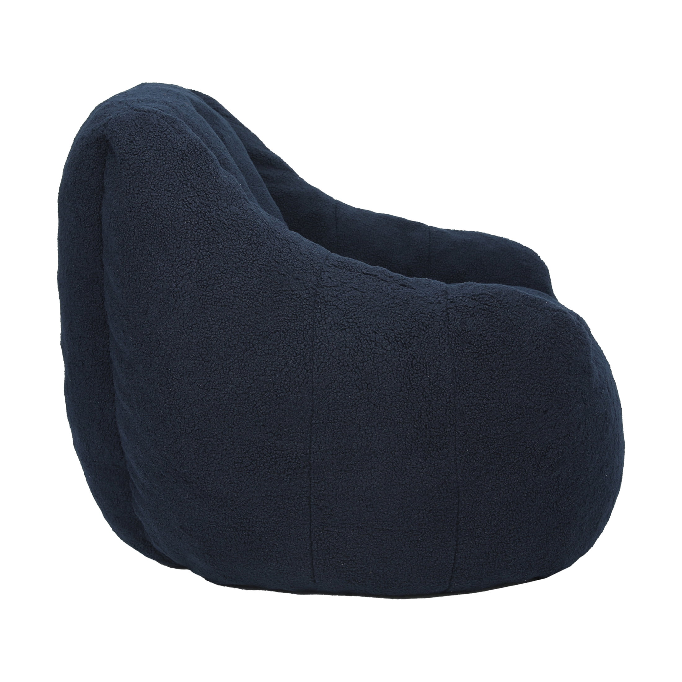 Noble House Halden Comfy Faux Fur Bean Bag Chair, Tufted Soft Memory Foam Lazy Sofa, for Living Room, Dark Blue