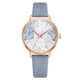 thumbnail image 1 of Reloj de pulsera para mujer de cuero PU de moda Reloj de cuarzo con esfera redonda y patrón de hoja (azul cielo), 1 of 4
