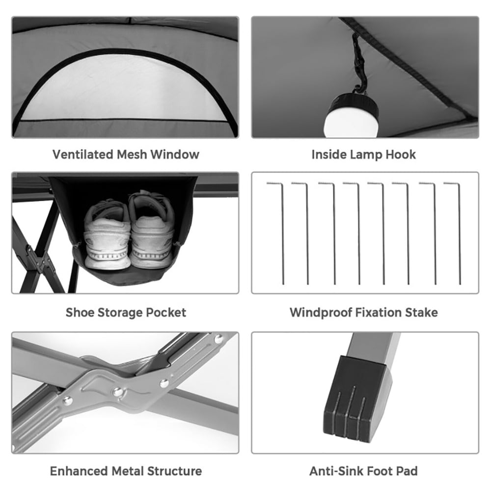 Aimee Lii 2-Person Outdoor Camping Tent with External Cover, Easy Set Up Camping Tents Shelter, Gray