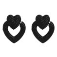thumbnail image 1 of Pendientes de aleación simples con forma de amor para mujer, aretes colgantes elegantes a la moda para mujer (negro), 1 of 1