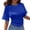 Blue, variant on TrendOFT Womens Crew Neck Half Sleeve Ruched Shirts Summer 2026 Casual Cinched Waist Crop Tops Beige L
