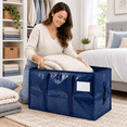 thumbnail image 2 of Moving Bags Heavy Duty Extra Large, with Reinforced Handles, Dual Zipper, Label Pocket, Large Storage Bags, Deep Blue, 6 Pack, 2 of 9