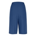thumbnail image 6 of OGLCCG Bermuda Shorts For Women Trendy Summer Casual Cotton Linen Shorts Elastic Waisted Wide Leg Knee Length Short Pants with Pockets, 6 of 7