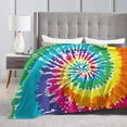 thumbnail image 3 of Colorful Tie Dye Rainbow Peace Soft Throw Blanket All Season Microplush Warm Blankets Lightweight Tufted Fuzzy Flannel Fleece Throws Blanket for Bed Sofa Couch 60"x50", 3 of 6