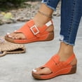 thumbnail image 6 of Yyuenw Women Open Toe Thong Wedge Slides PU Slip On Summer Outdoor Walking Sandals, 6 of 9
