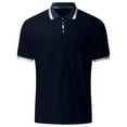 thumbnail image 4 of Sngxgn Men's Short Sleeve Solid Stretch Cotton Polo Shirt(Navy,XXXL), 4 of 5