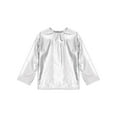 thumbnail image 4 of YONGHS Kids Girls Boys Metallic Shiny Shirt Blouse Jazz Dance Stage Performance Tops Silver 17-18, 4 of 5