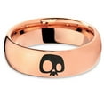 thumbnail image 2 of Tungsten Bony Skull Skeleton Head Band Ring 7mm Men Women Comfort Fit 18k Rose Gold Dome Polished, 2 of 4
