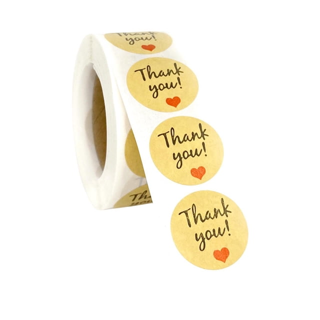 500 piezas de etiquetas adhesivas de agradecimiento de papel kraft, 1 rollo de 1/2" de diámetro para etiquetas pequeñas Estilo B