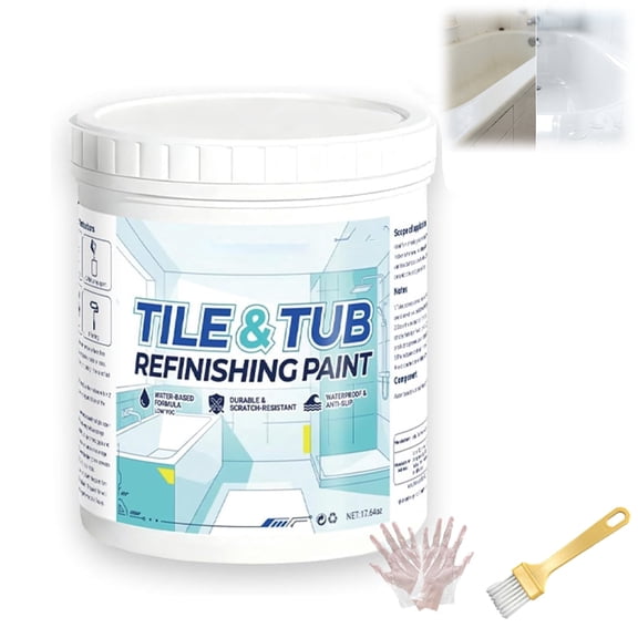 Premium Tile & Tub Refinishing Paint Kit,Tile&Tub Refinishing Paint, White Tub And Tile Refinishing Kit, Indoor Surface Paint For Bathroom Ceramic, Tile, And Shower Renovation