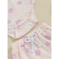 thumbnail image 6 of Infant Baby Girls 3PCS Shorts Sets Sleeveless Flower Print Romper Drawstring PP Shorts Sets, 6 of 9