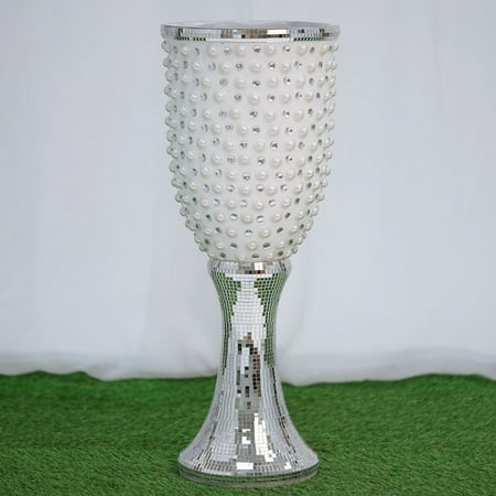 Balsacircle 4 Pcs 24 Inch Tall Silver Mosaic Mirror Wedding