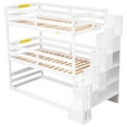 thumbnail image 3 of EUROCO Twin over Twin over Twin Bunk Bed with Storage Staircase, Convertible Bunk with Shelves, White, 3 of 13