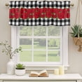 thumbnail image 2 of Valentine's Day Curtain Valances for Windows, Kitchen Valance Window Treatments Panel 2 Pack, Red Roses Floral Leaves Buffalo Plaid Rod Pocket Short Curtains for Bathroom Bedroom 42 x 12 Inch, 2 of 8