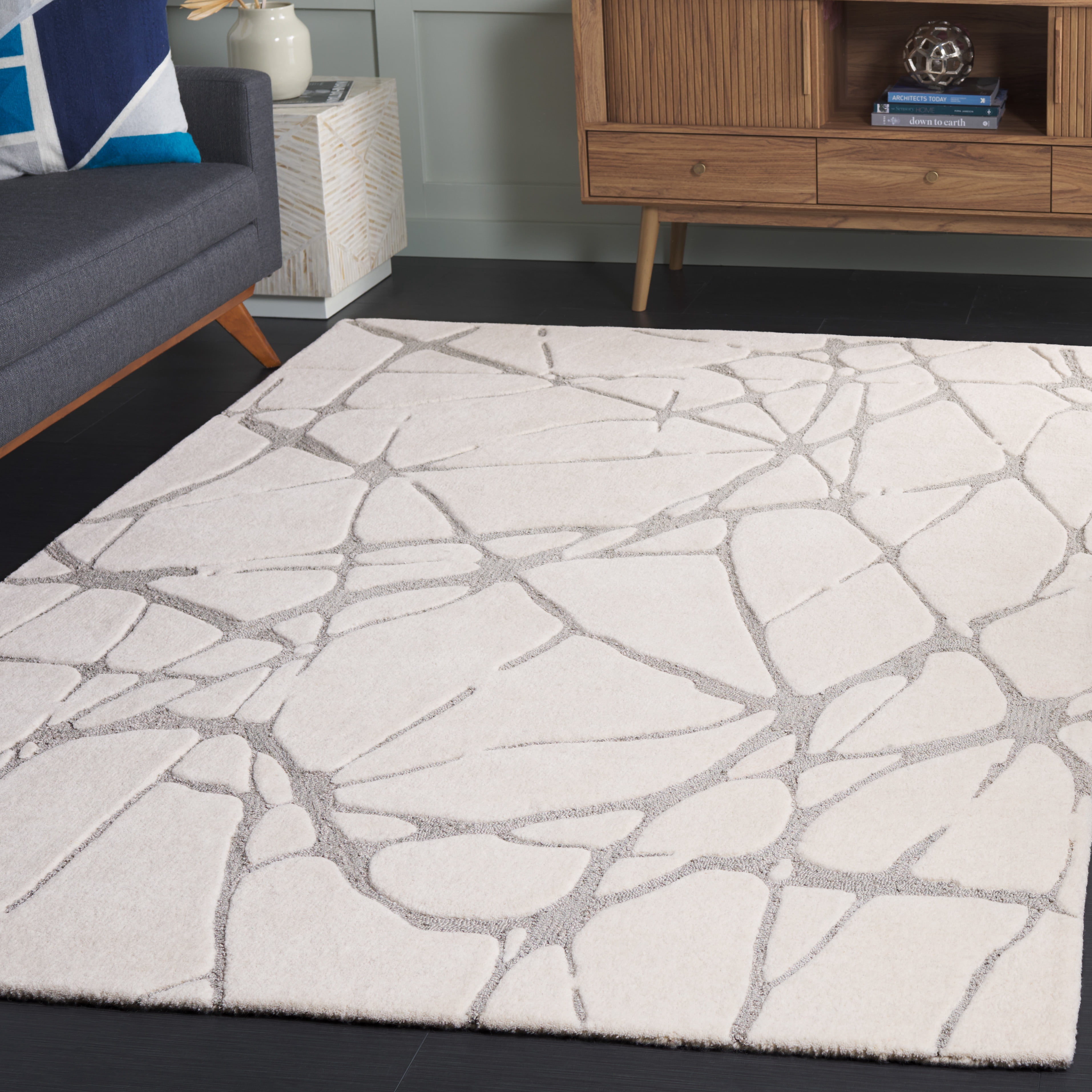 SAFAVIEH Rodeo Durga Abstract Area Rug, Ivory/Gray, 6' x 9'