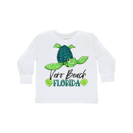 

Inktastic Vero Beach Florida Happy Sea Turtle Gift Toddler Boy or Toddler Girl Long Sleeve T-Shirt