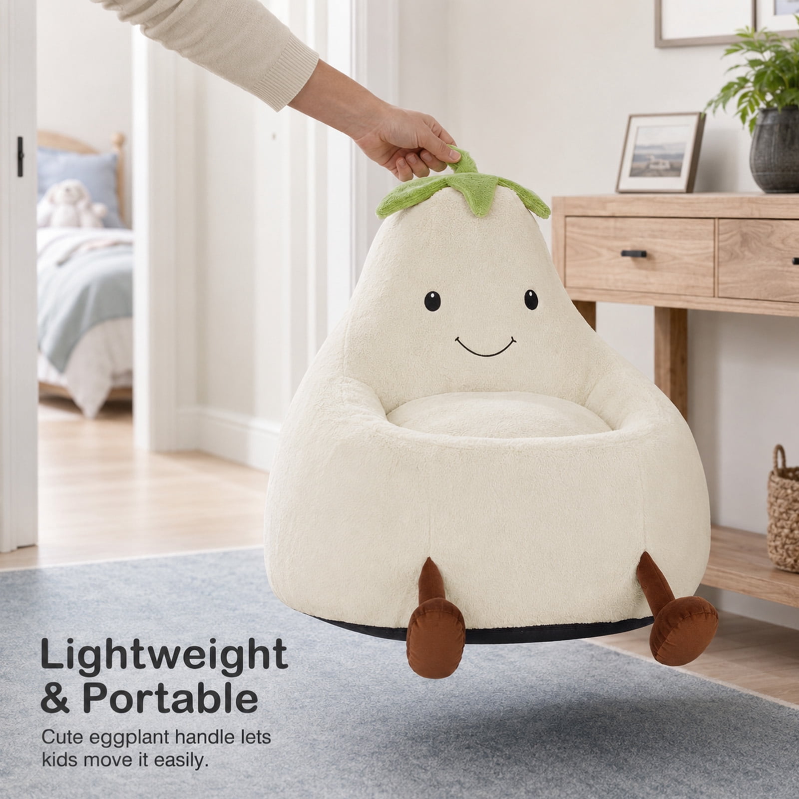 Alvantor Kids Bean Bag Chair, Stuffed Toddler Couch with Artificial Rabbit Fur Cover for Teens & Kids, Comfy Lazy Sofa Chair for Reader, Living Room, Bedroom