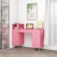 thumbnail image 3 of HIUU Pink Vanity Desk with 4 Drawers,Makeup Vanity Console Table for Bedroom,55inches Makeup Desk,Modern Dressing Table with Storage, 3 of 8