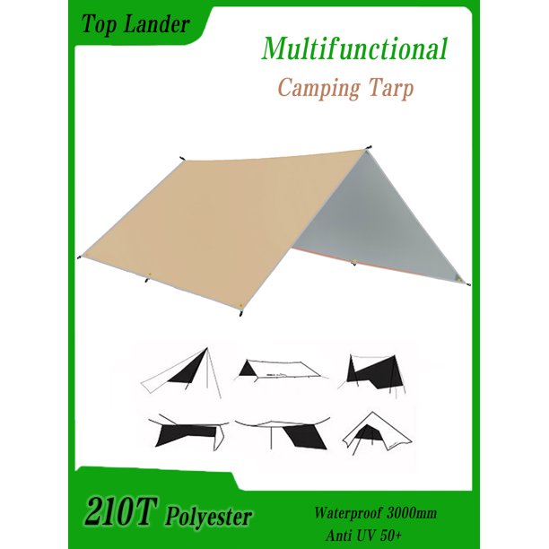 10x10ft Camping Tarp Hammock Rain Fly Waterproof Backpack Tarp