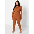 thumbnail image 2 of Rebdolls Women's Plus Cut Out Long Sleeve Jumpsuit - Brown - Medium, 2 of 4