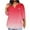 Watermelon Red, variant on Mikilon Plus Size Tops for Women Summer V-Neck 3/4 Sleeve Blouse Casual Loose Gradient Color Shirts