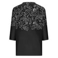 thumbnail image 4 of CYMMPU Loose Fit V Neck Blouses for Women Dressy Casual Tunic Tops Fall Trendy Shirts Spring Tops Floral Printed 3/4 Sleeve Business Elegant Work Tops T-Shirts S, 4 of 5