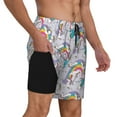 thumbnail image 2 of Kdxio Unicorn DoingYoga Print Men's Swim Trunks with Compression Liner 7 Inch Inseam Quick Dry Swim Shorts, 2 of 7