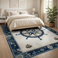 thumbnail image 3 of ODIKA 8'x10' Washable Area Rug Compass Boat Nautical Maritime Retro Round Vintage Circular Fish for King Size Bedroom Under Bed, Master Suite, Non-Shedding, Easy Care, 3 of 7