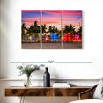 thumbnail image 3 of Elephant Stock Miami Beach Usa Wall Art - Horizontal Multi Panel Canvas - Living Room Wall Decor - Places Multi Panel - Pink And Blue Decor - 38" x 24", 3 of 8