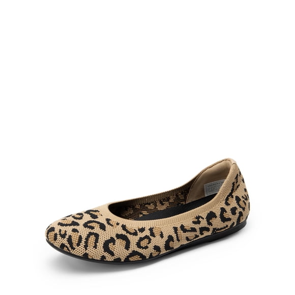DREAM PAIRS Bailarinas Anchas para Mujer con Estampado de Leopardo, Plegables, Talla 8W