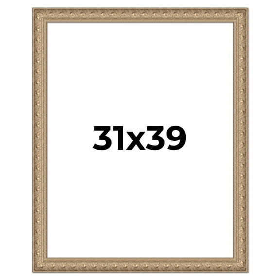 31x39 Frame Ornate Silver Beaded Solid Wood Picture Frame Width 2.5 Inches | Interior Depth 1