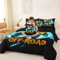 thumbnail image 3 of Castle Fairy Neon Off-Road Truck Twin Bedding Sets 7-Piece for Teens, Lightning Burst Print Bedding Comforter Set for Bedroom, Orange Blue,Black Reversible, 3 of 7