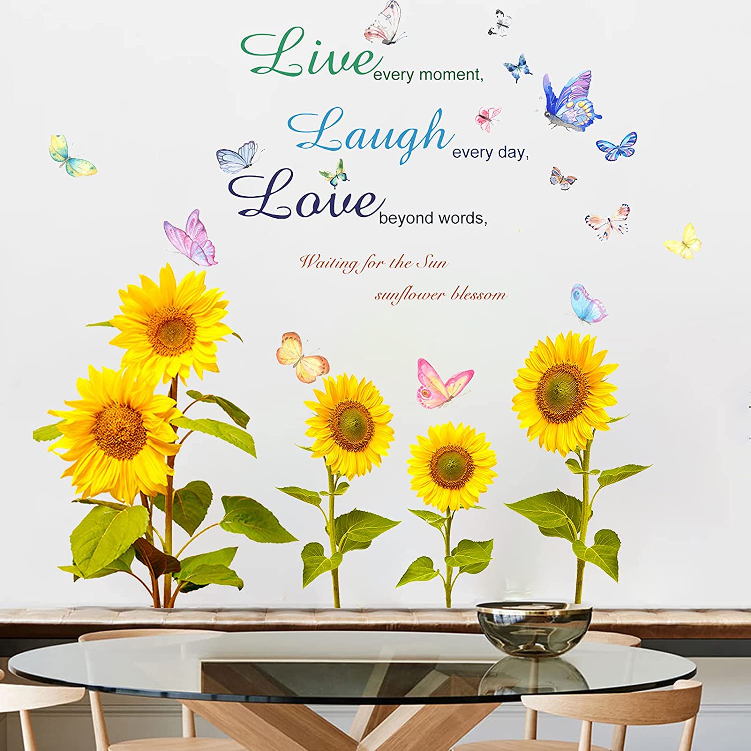 Sunflower Wall Decal Stickers,Inspirational Wall Decals Quotes Saying