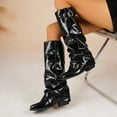 thumbnail image 4 of Knee High Fold over Boots for Women 2025 Fashion Slouchy Buckle Leather Pointed Toe Hidden Heeled Wide Calf Tall Boots, 4 of 7