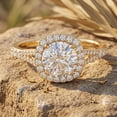 thumbnail image 4 of Rosec Jewels Lab Grown Diamond Engagement Ring 2 Carat - IGI Certified - E-VS1 Quality Diamond Halo Ring with Split Shank, 10K Yellow Gold, US 5.00, 4 of 7