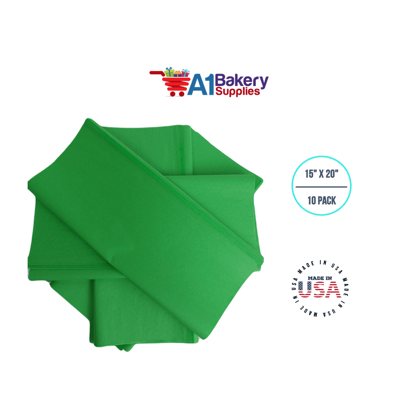 Kelly Green Tissue Paper Squares, Bulk 100 Sheets, Presents by A1 Bakery  Supplies, Large 15 Inch x 20 Inch