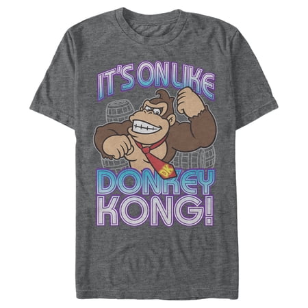 Men s Nintendo Donkey Kong It s On Graphic Tee Charcoal Heather 4X Big Tall