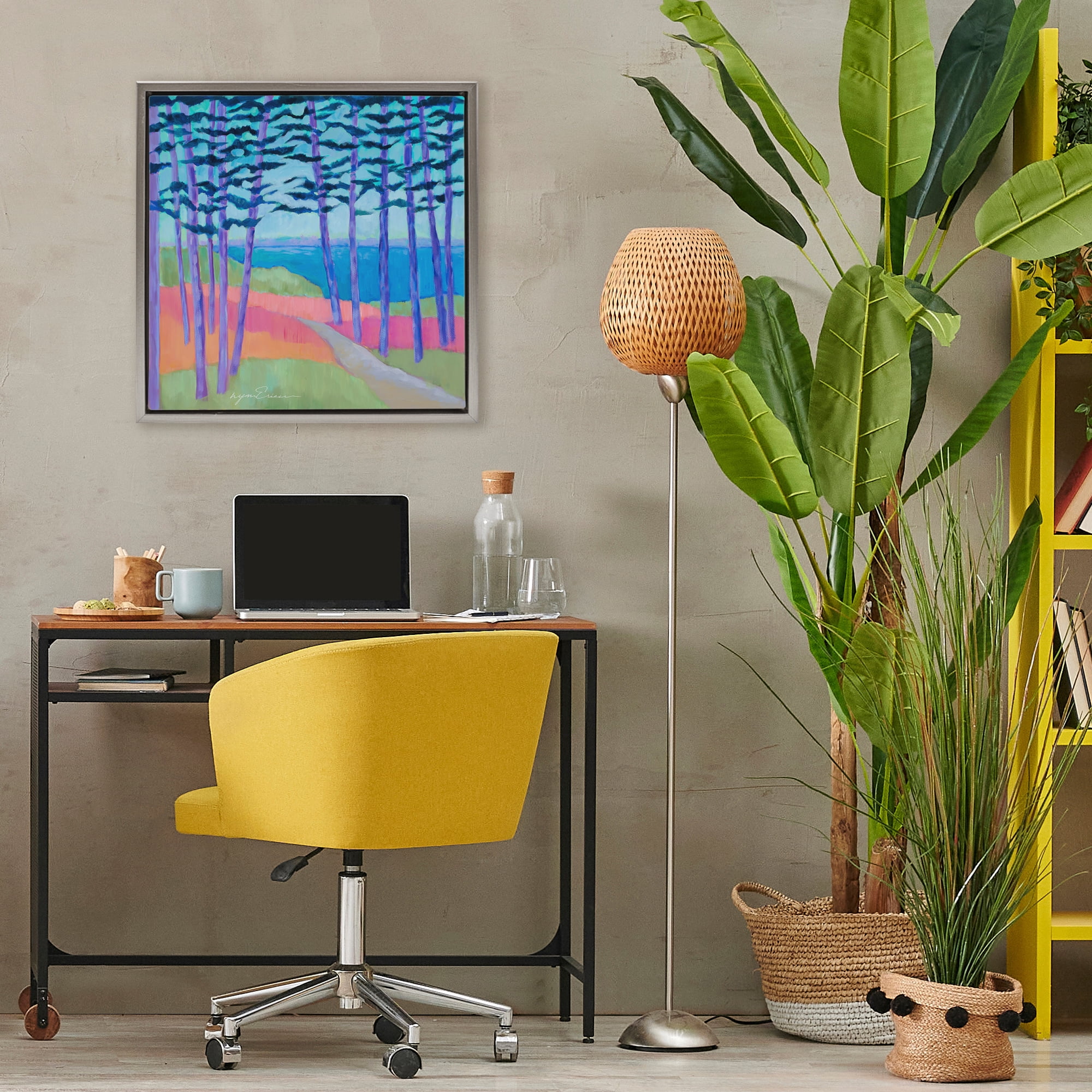 Stupell Industries Razzle Dazzle Forest Scene Gray Framed Floater Canvas Wall Art, design by Lynn Ericson Fine Art