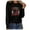 Black, variant on Merry Chrismas Shirt for Women Classic Buffalo Plaid Leopard Print Long Sleeve Tees Crewneck Casual Travel Xmas Tops