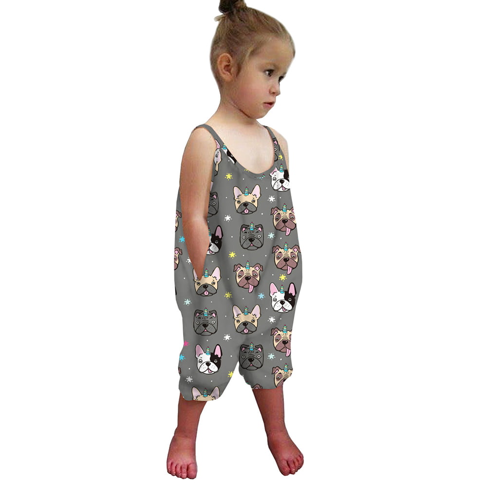 Summer Toddler Girls Kids Floral Overall Sleeveless Romper Jumpsuit Playsuit 