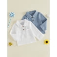 thumbnail image 3 of Cenuakty Toddler Boy Linen Shirt Casual Solid Color 1/3 Button Lapel Long Sleeve Tops with Chest Pocket for Kids Fall Clothes, 3 of 9