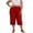 Red, variant on Noric Women's Plus Size Capri Pants Elastic Waist Casual Trousers with Pockets Loose Fit Palazzo Cropped Trousers for Summer Casual Wear