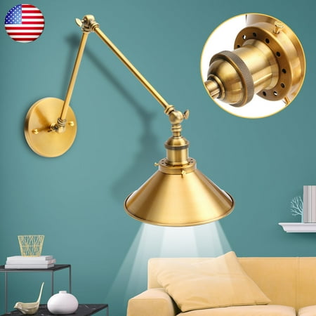 Lighthouse Brass Sconce - Lighting Modern Retro Industrial Swing Arm Wall Lights E26/E27 Fixture Lamps Shade Loft Dark Brass Sconce Home Decor for Bedroom Reading Gift