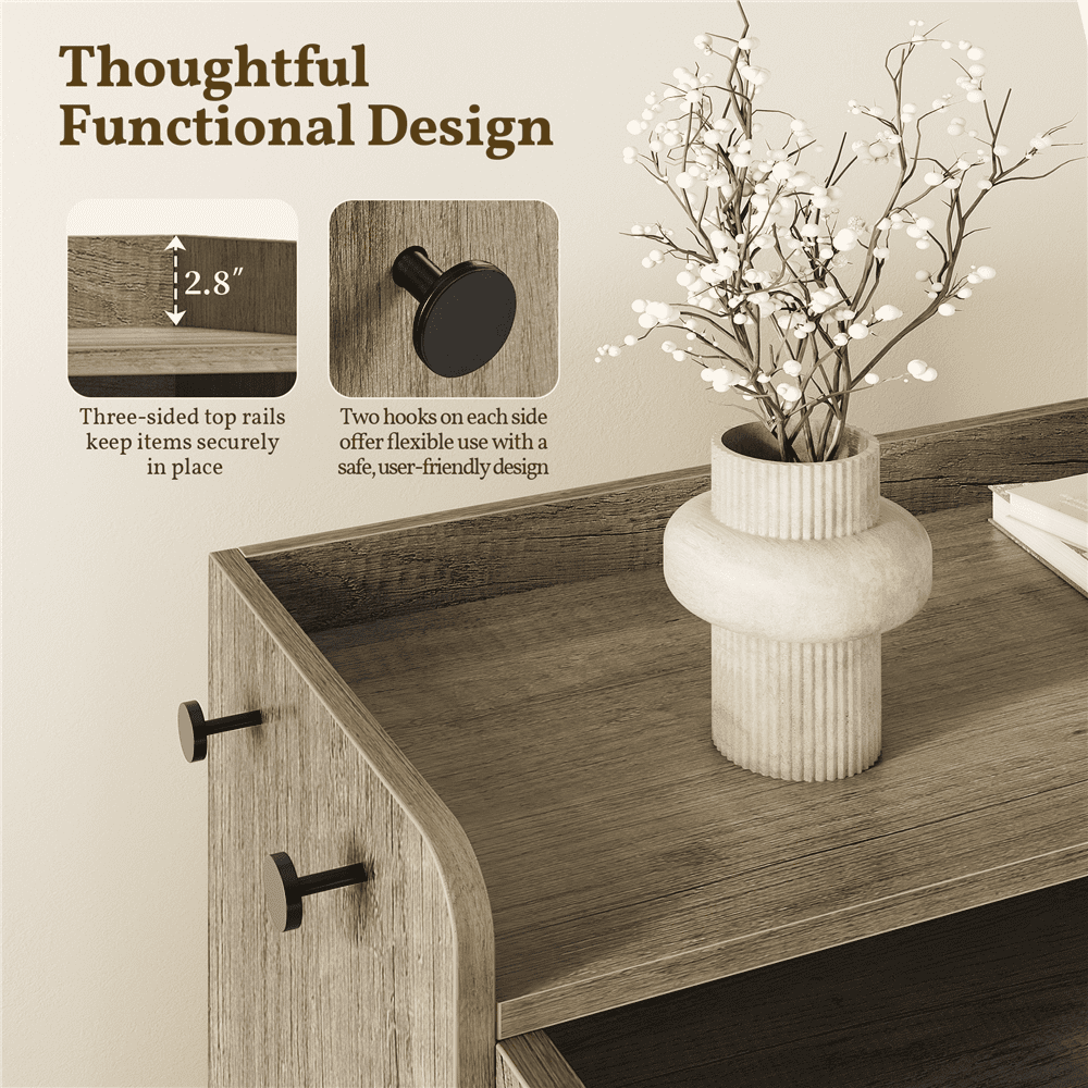 Alden Design 5-Tier Country Style Shoe Cabinet with Barn Inspired Doors, Gray