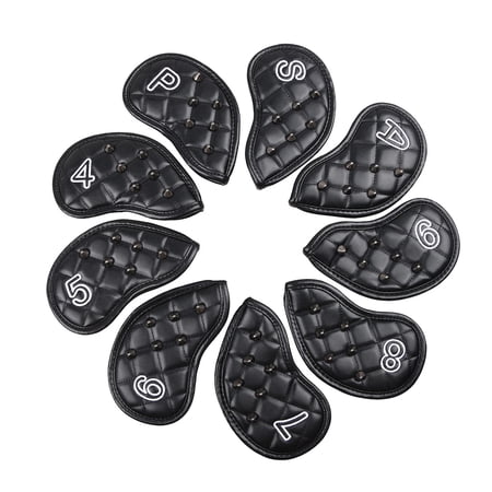 9Pcs Golf Club Iron Headcover Set Head Cover Accessories for Outdoor Golfer Gift