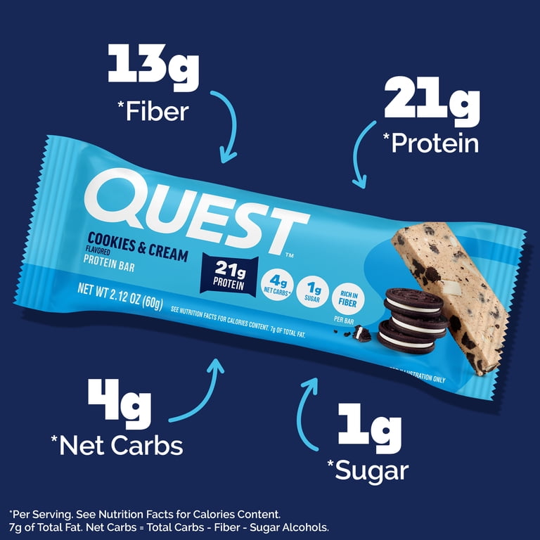 Quest Nutrition Original 21g Protein Bar, Cookies & Cream Flavor